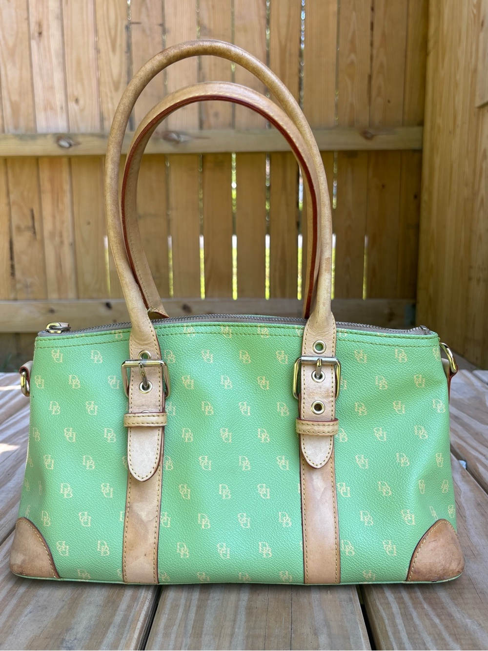 Dooney and Bourke Green Double Handles Shoulder Bag